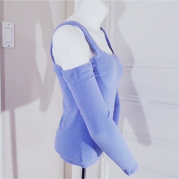 Periwinkle Blue Off-Shoulder Cutout Top - Picture 5 of 7